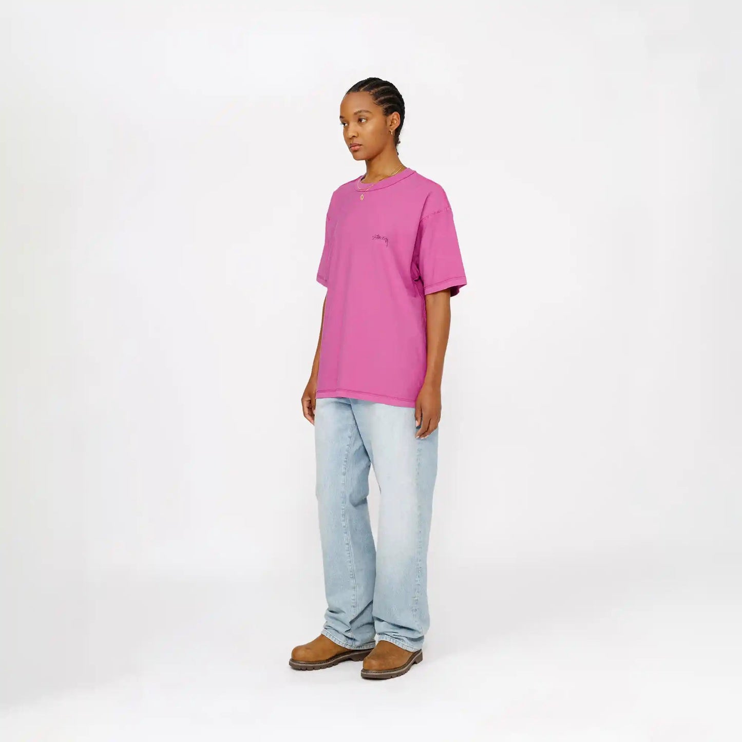 Stussy Lazy Short Sleeve Tee, magenta - Tiki Room Skateboards - 5