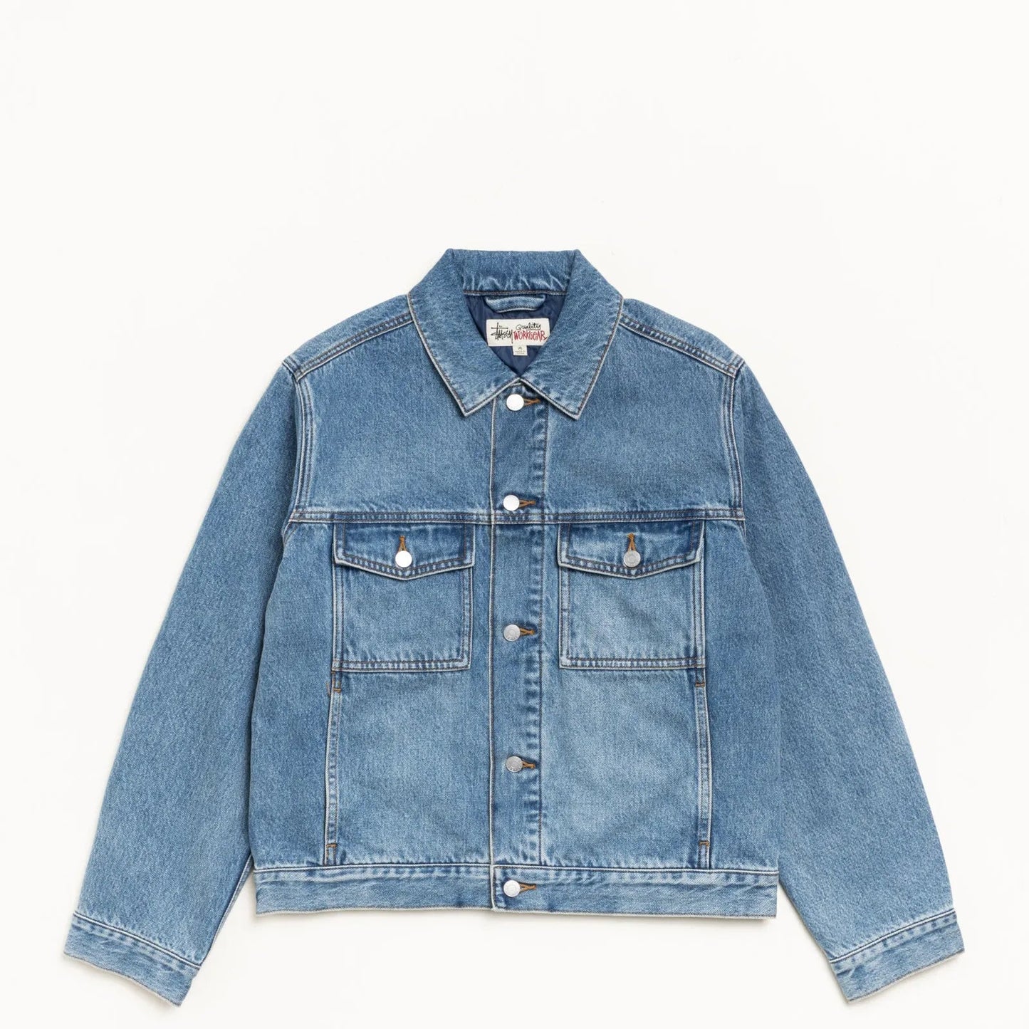 Stussy Lined Denim Trucker Jacket, indigo stone wash - Tiki Room Skateboards - 1