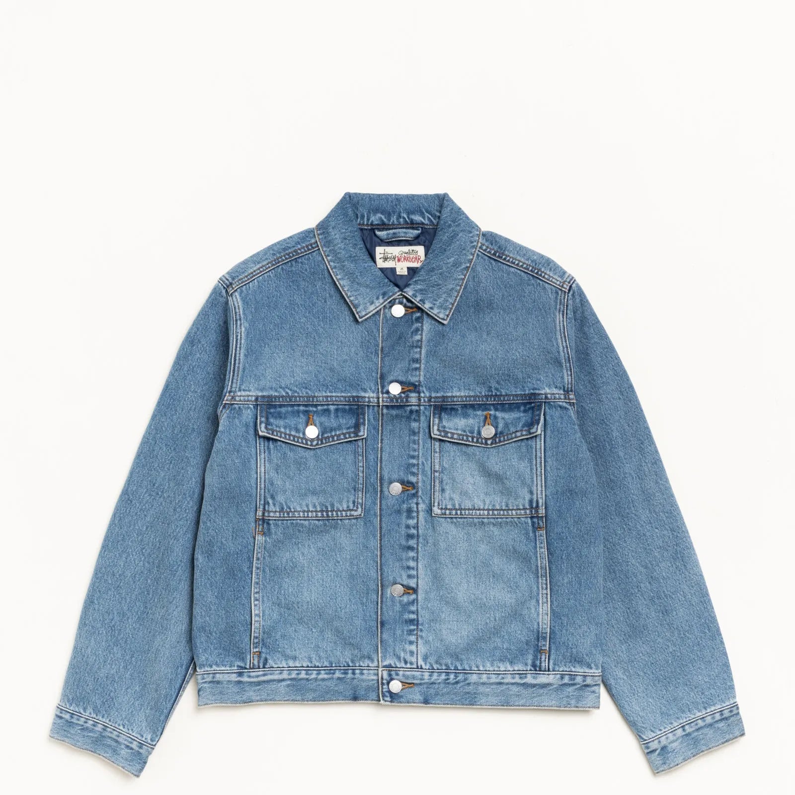 Stussy Lined Denim Trucker Jacket, indigo stone wash - Tiki Room Skateboards - 1