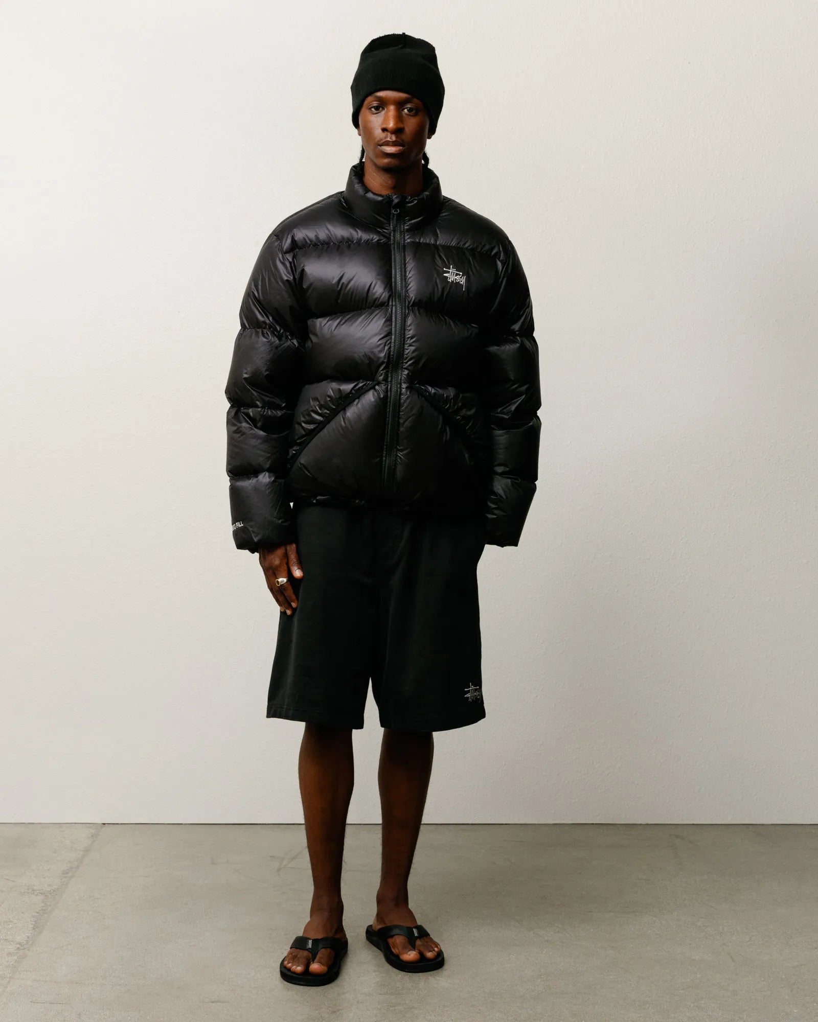 Stussy Micro Ripstop Mock Down Jacket, jet black - Tiki Room Skateboards - 3