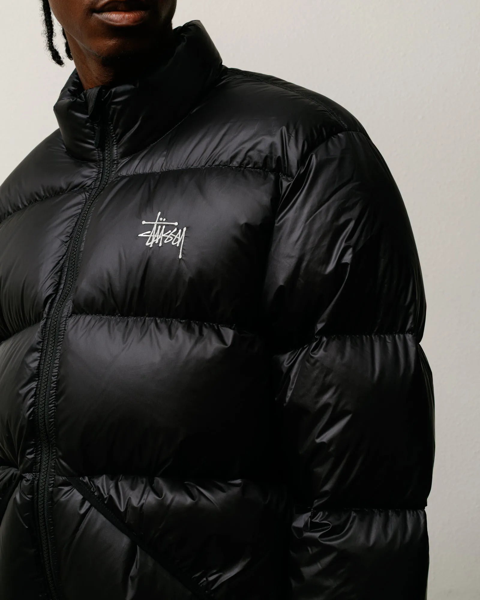 Stussy Micro Ripstop Mock Down Jacket, jet black - Tiki Room Skateboards - 2