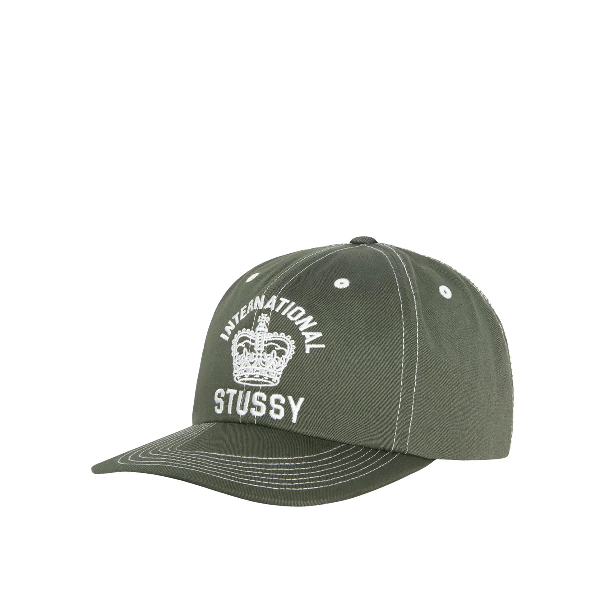 Stussy Mid Depth Int. Crown Strapback Cap, dark olive - Tiki Room Skateboards - 1