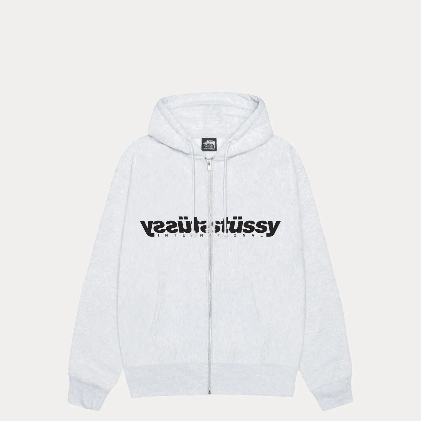 Stussy Mirror Zip Hood, ash heather - Tiki Room Skateboards - 1