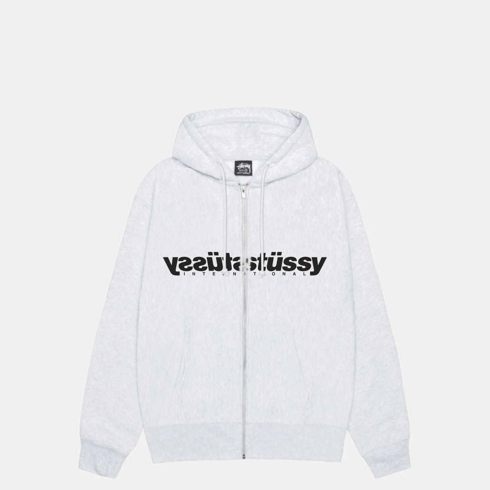 Stussy Mirror Zip Hood, ash heather - Tiki Room Skateboards - 1