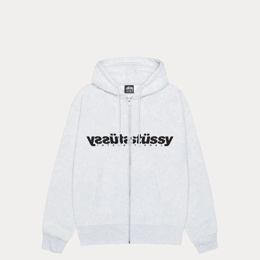 Stussy Mirror Zip Hood, ash heather - Tiki Room Skateboards - 1