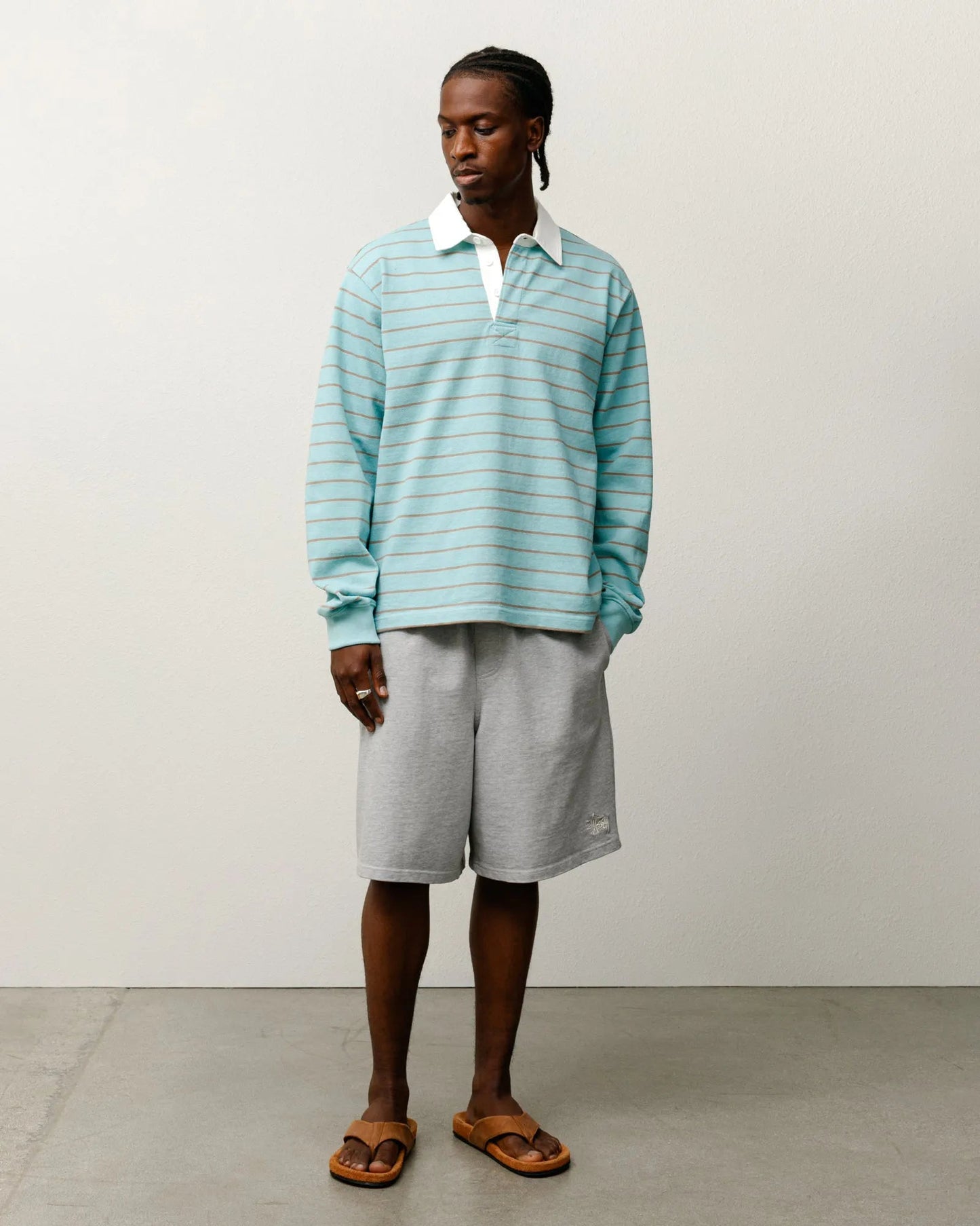 Stussy Pin Striped Rugby Shirt, blue - Tiki Room Skateboards - 3
