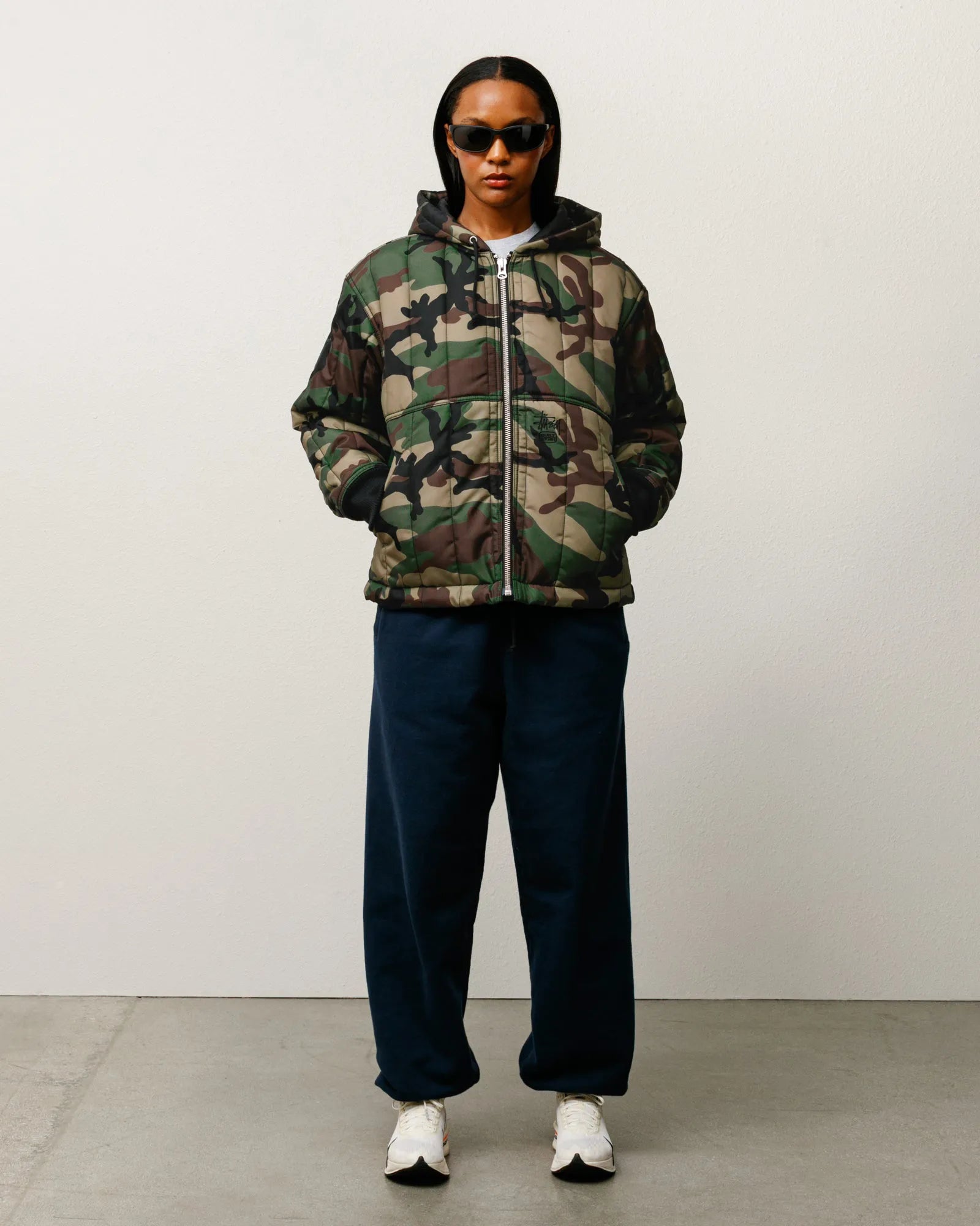 Stussy Quilted Nylon Work Jacket, woodland camo - Tiki Room Skateboards - 4