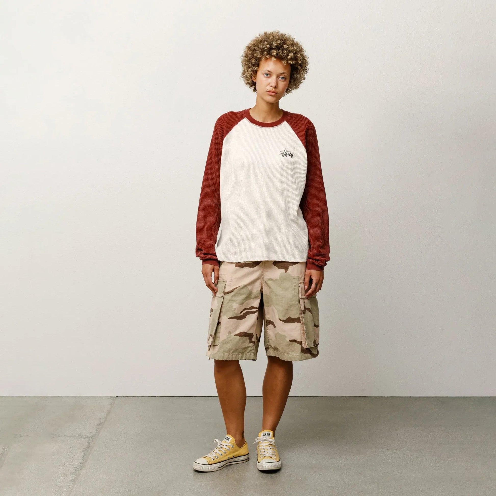 Stussy Raglan Thermal 2 Tone, off white - Tiki Room Skateboards Stussy Raglan Thermal 2 Tone, off white - Tiki Room Skateboards