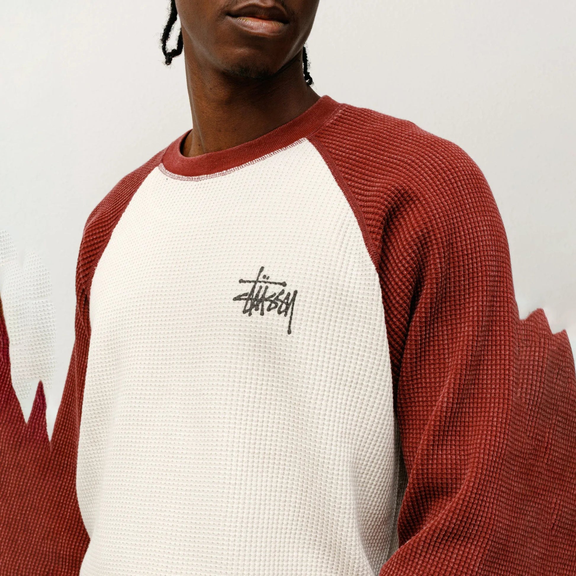 Stussy Raglan Thermal 2 Tone, off white - Tiki Room Skateboards Stussy Raglan Thermal 2 Tone, off white - Tiki Room Skateboards