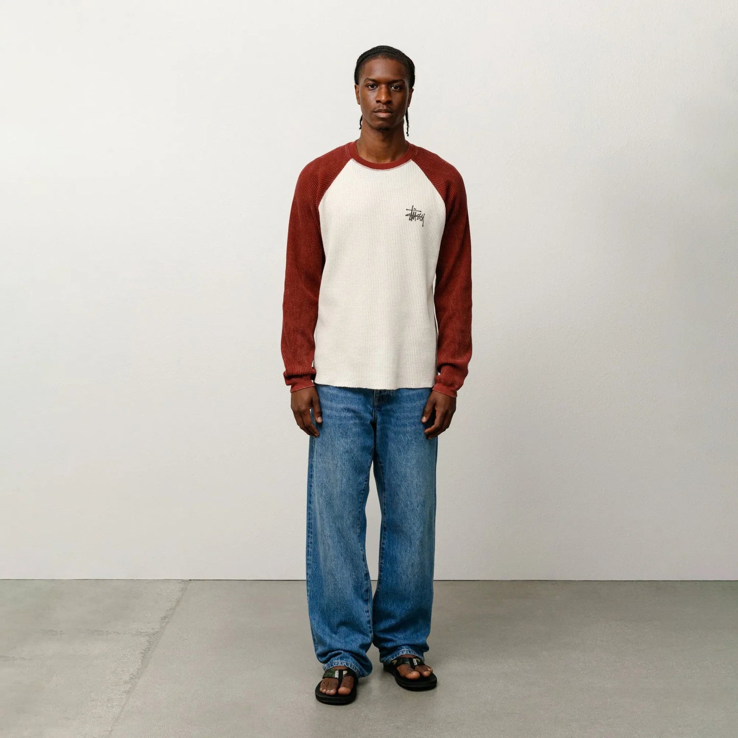 Stussy Raglan Thermal 2 Tone, off white - Tiki Room Skateboards Stussy Raglan Thermal 2 Tone, off white - Tiki Room Skateboards