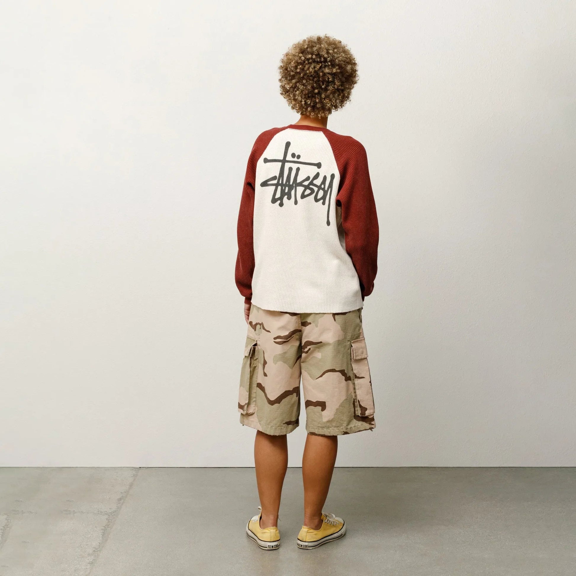 Stussy Raglan Thermal 2 Tone, off white - Tiki Room Skateboards Stussy Raglan Thermal 2 Tone, off white - Tiki Room Skateboards