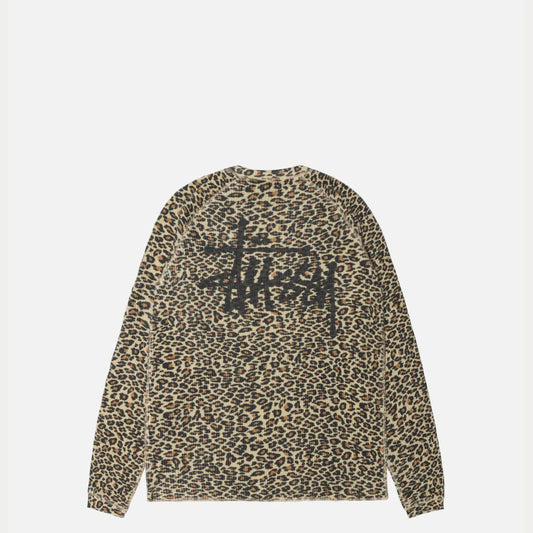 Stussy Raglan Thermal Basic Stock, leopard - Tiki Room Skateboards - 1