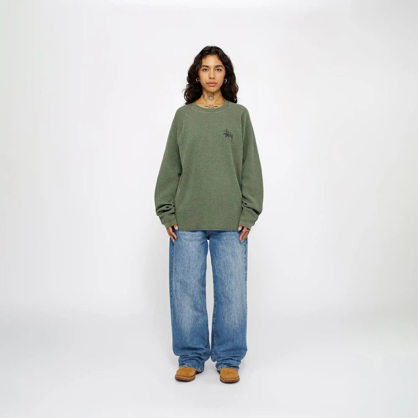 Stussy Raglan Thermal Basic Stock, pine - Tiki Room Skateboards - 4