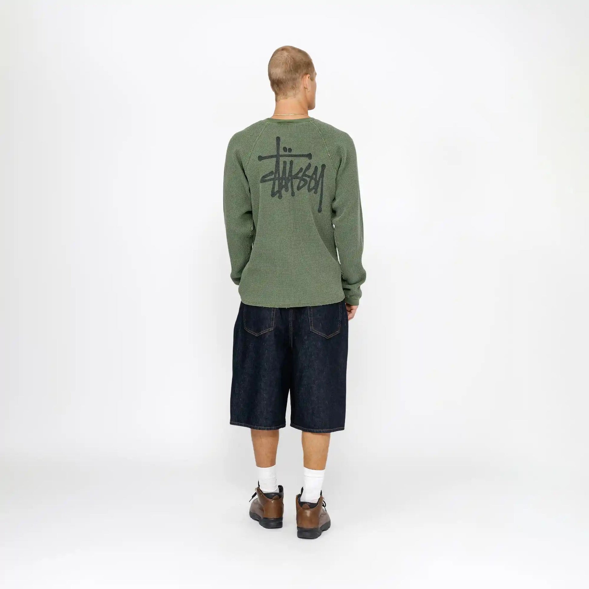 Stussy Raglan Thermal Basic Stock, pine - Tiki Room Skateboards - 3