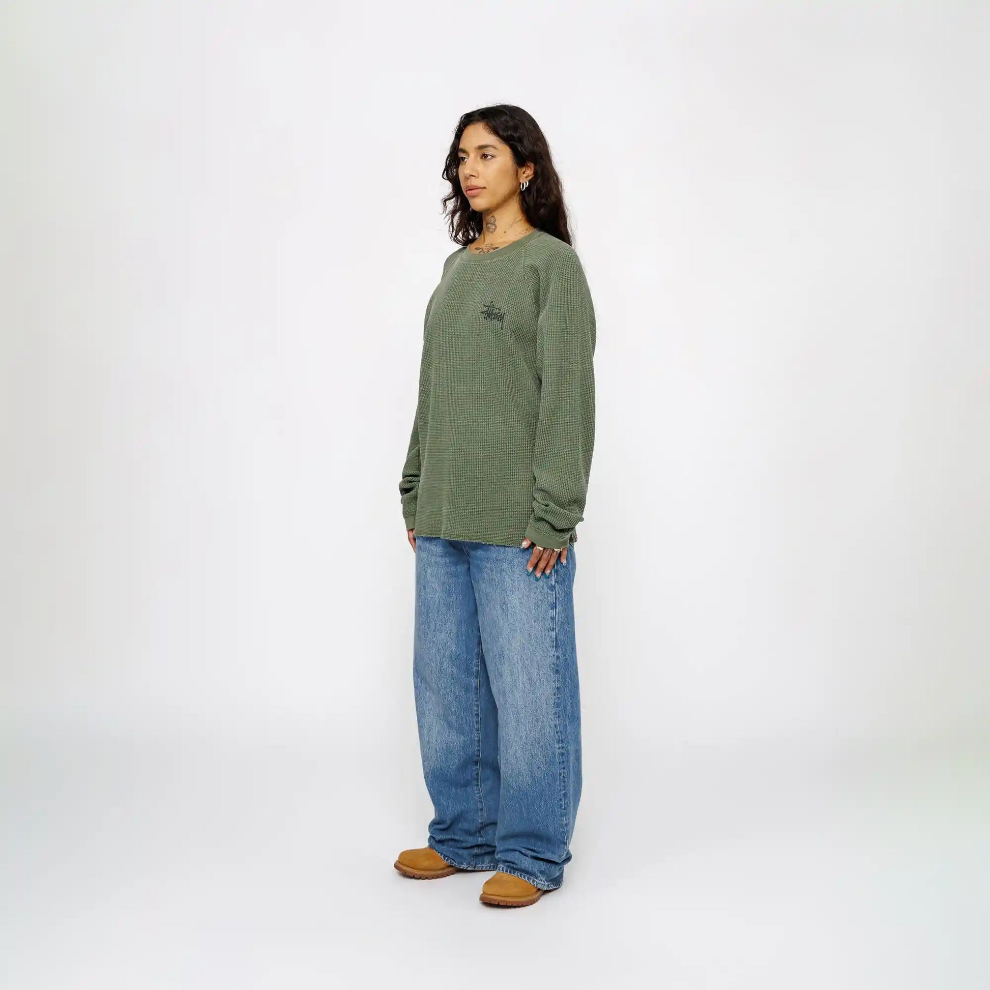 Stussy Raglan Thermal Basic Stock, pine - Tiki Room Skateboards - 5