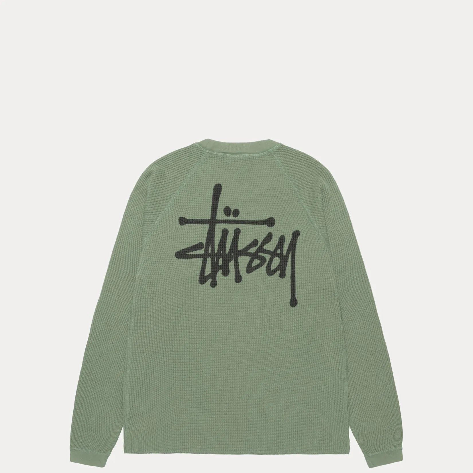 Stussy Raglan Thermal Basic Stock, sage - Tiki Room Skateboards - 1
