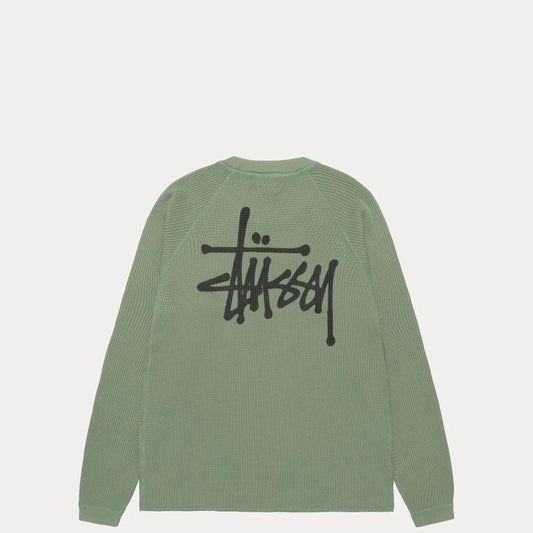 Stussy Raglan Thermal Basic Stock, sage - Tiki Room Skateboards - 1