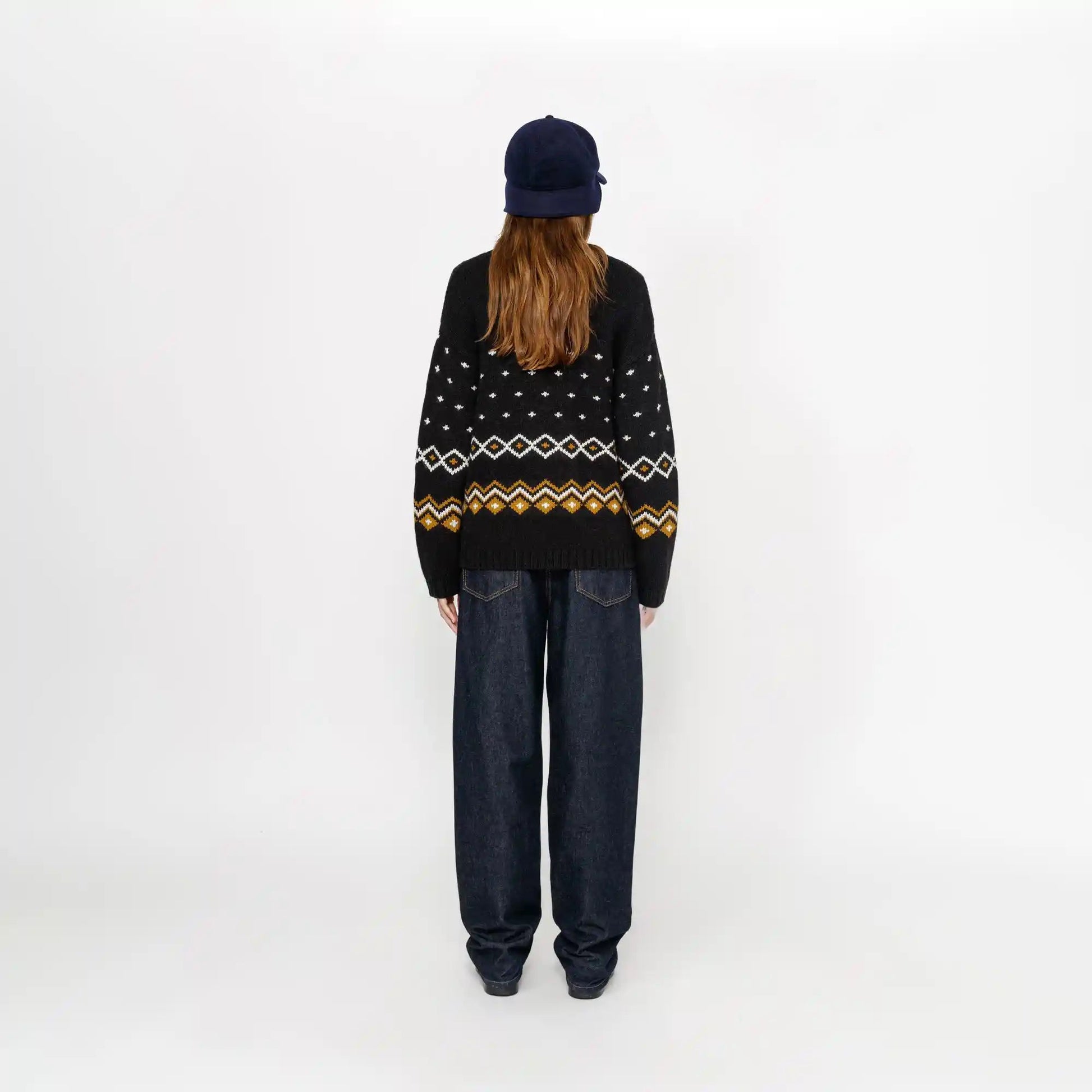 Stussy Roll V Neck Fairisle Sweater, charcoal - Tiki Room Skateboards Stussy Roll V Neck Fairisle Sweater, charcoal - Tiki Room Skateboards