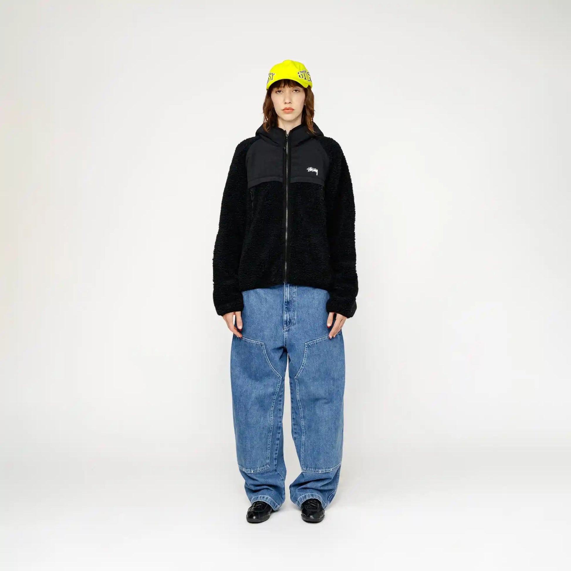 Stussy Sherpa Paneled Hooded Jacket, black - Tiki Room Skateboards Stussy Sherpa Paneled Hooded Jacket, black - Tiki Room Skateboards