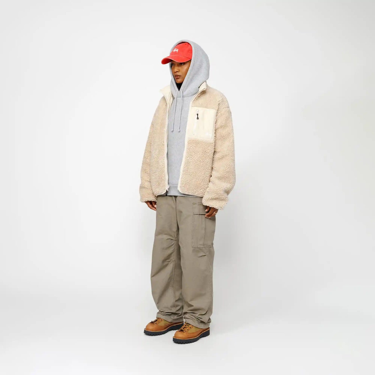 Stussy Sherpa Reversible Jacket, natural - Tiki Room Skateboards - 5