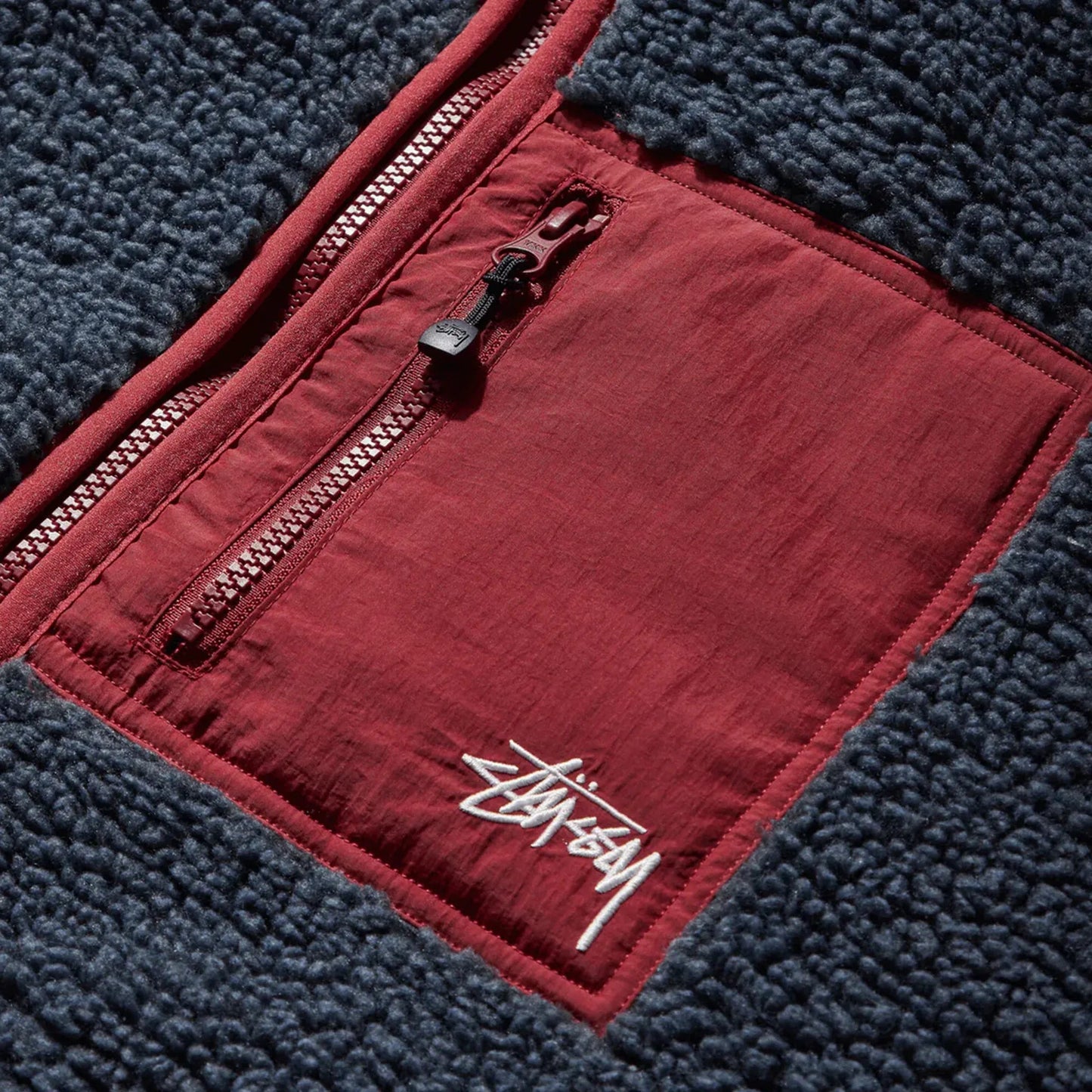 Stussy Sherpa Reversible Jacket, smoke - Tiki Room Skateboards - 5