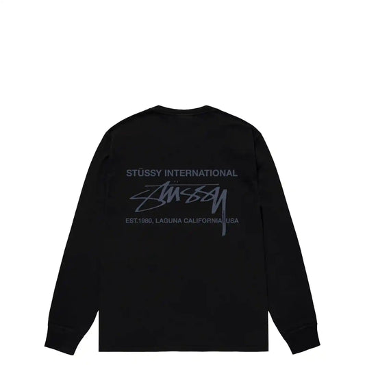 Stussy Smooth International Long Sleeve Tee, black - Tiki Room Skateboards - 1