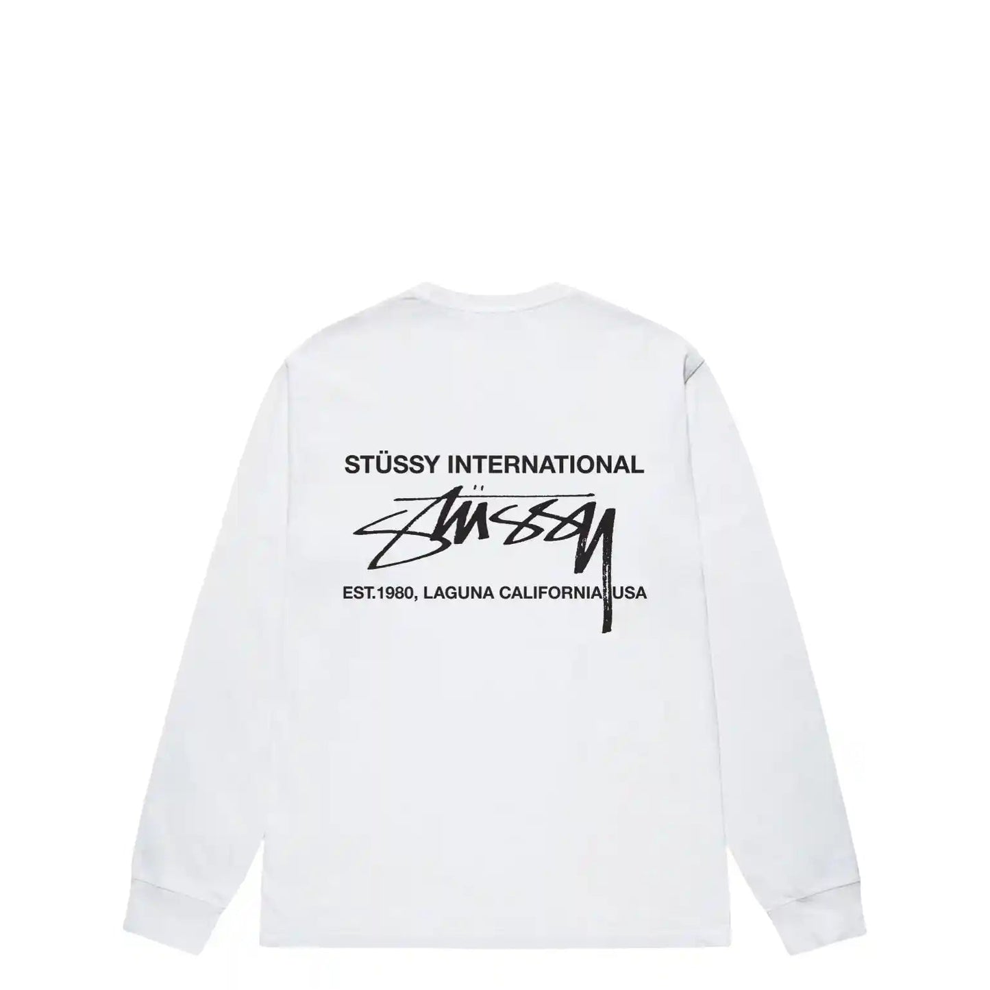 Stussy Smooth International Long Sleeve Tee, white - Tiki Room Skateboards - 1