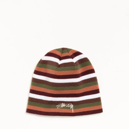 Stussy Smoothstock Striped Skullcap, brown - Tiki Room Skateboards - 1
