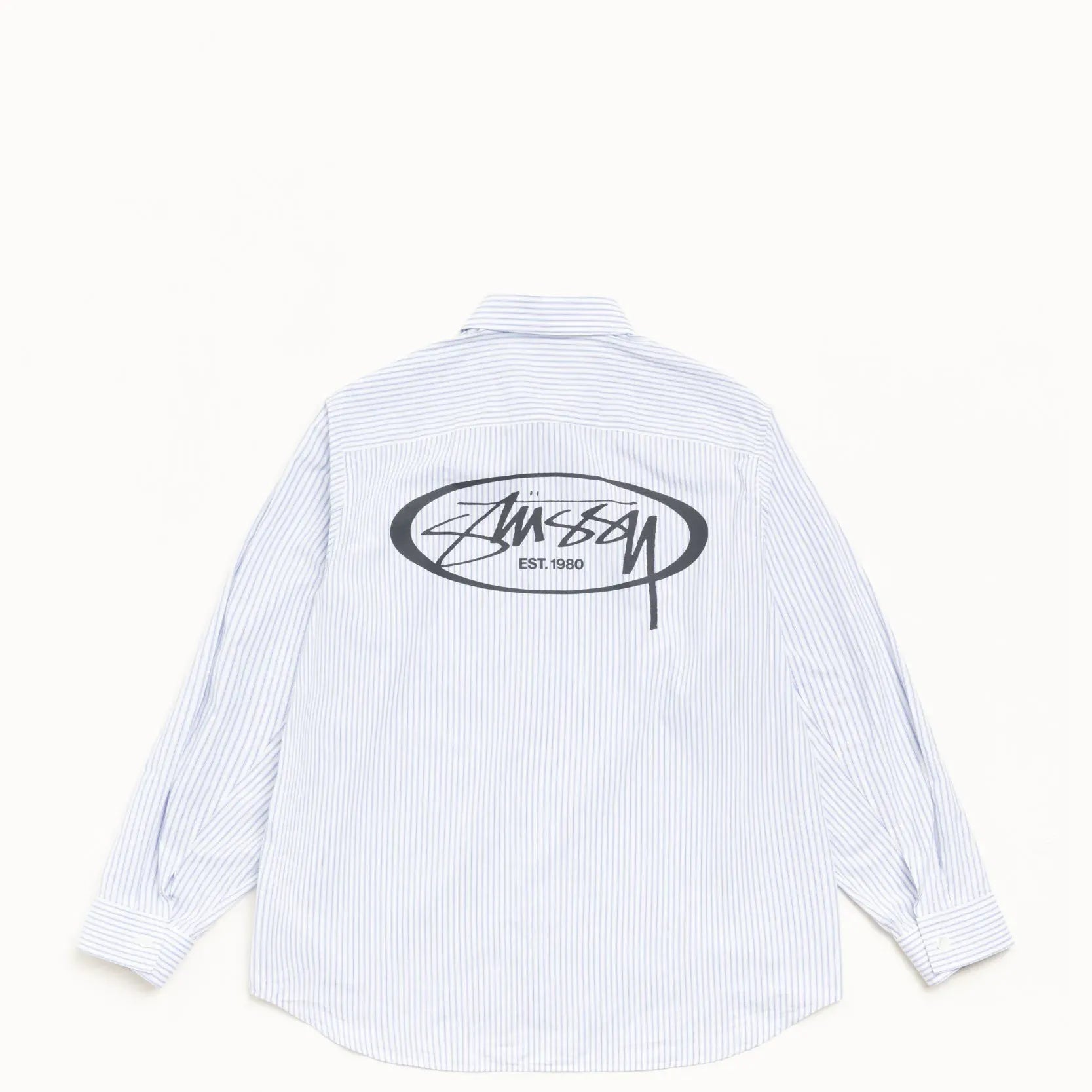 Stussy Standard Longsleeve Logo Shirt, blue stripe - Tiki Room Skateboards - 2