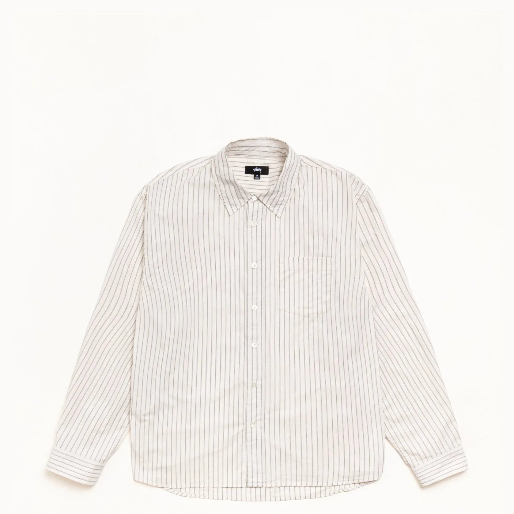Stussy Standard Shirt, natural stripe - Tiki Room Skateboards - 1