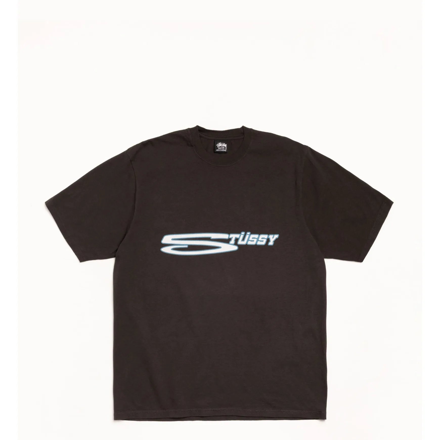 Stussy Stretch Pigment Dyed Tee, faded black - Tiki Room Skateboards - 1