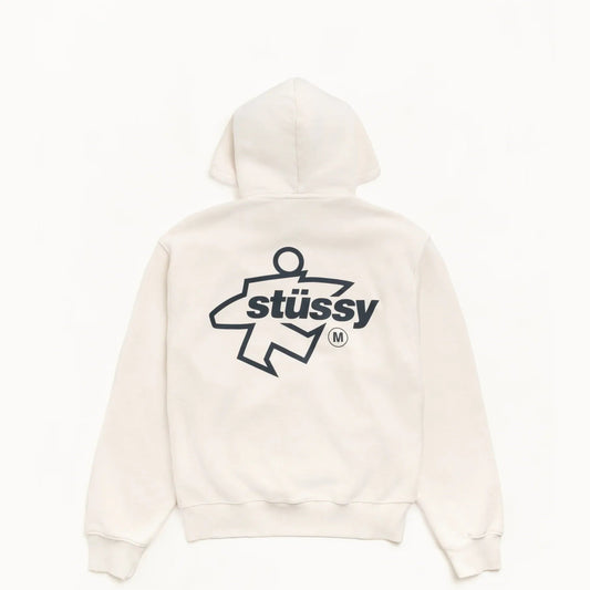 Stussy Surf Size Garment Dyed Zip Hood, bone - Tiki Room Skateboards - 1