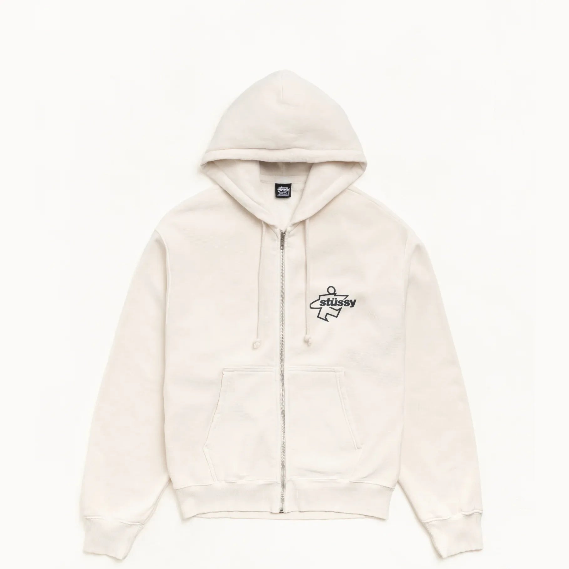 Stussy Surf Size Garment Dyed Zip Hood, bone - Tiki Room Skateboards - 2