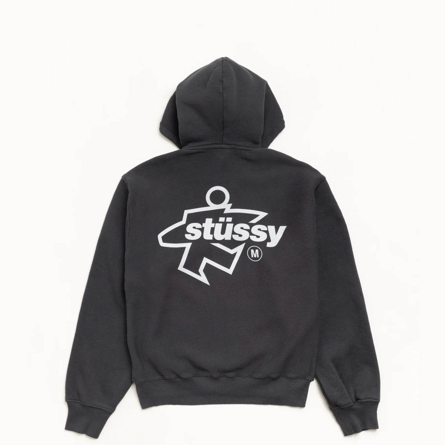 Stussy Surf Size Garment Dyed Zip Hood, faded black - Tiki Room Skateboards - 1