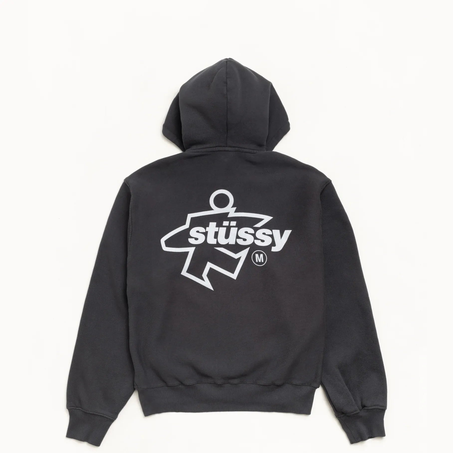 Stussy Surf Size Garment Dyed Zip Hood, faded black - Tiki Room Skateboards - 1