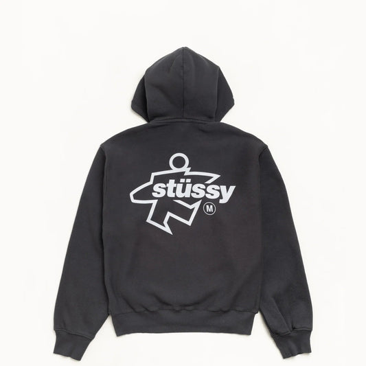 Stussy Surf Size Garment Dyed Zip Hood, faded black - Tiki Room Skateboards - 1