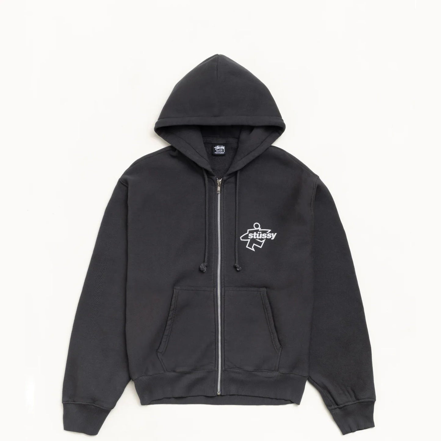 Stussy Surf Size Garment Dyed Zip Hood, faded black - Tiki Room Skateboards - 2