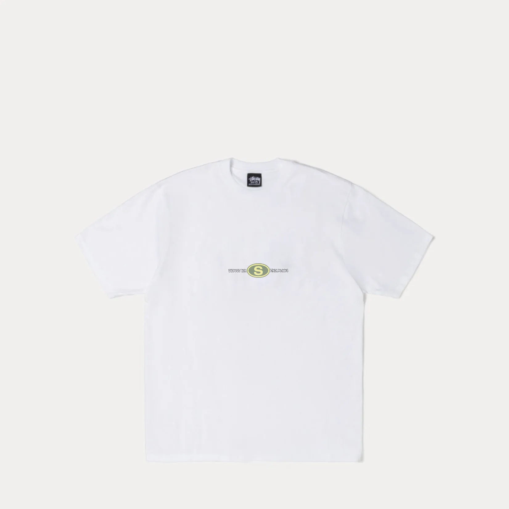 Stussy Worldwide Dot Tee, white - Tiki Room Skateboards - 1