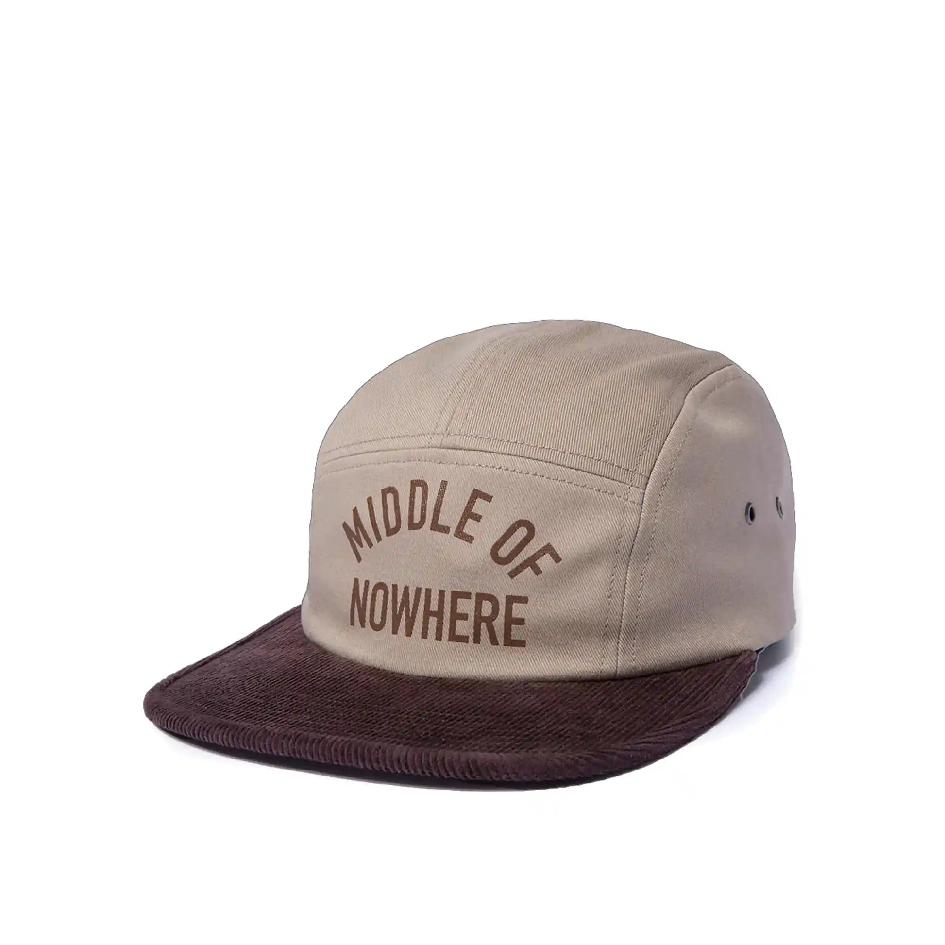 The Quiet Life Middle Of Nowhere 5 Panel Camper Hat, tan