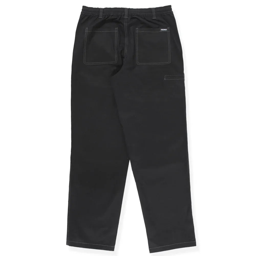 Theories Stamp Lounge Pants, black w/grey contrast stitch - Tiki Room Skateboards - 3