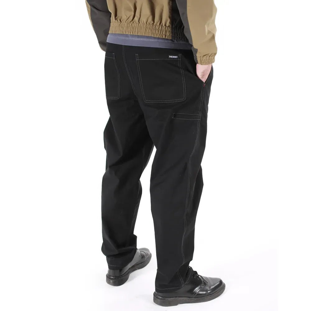 Theories Stamp Lounge Pants, black w/grey contrast stitch - Tiki Room Skateboards - 4