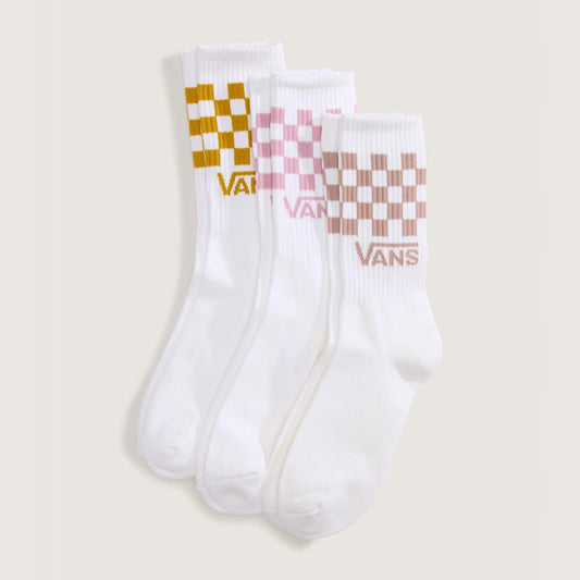 Vans Classic Check Crew socks, pink dawn (3 - pack) - Tiki Room Skateboards - 1