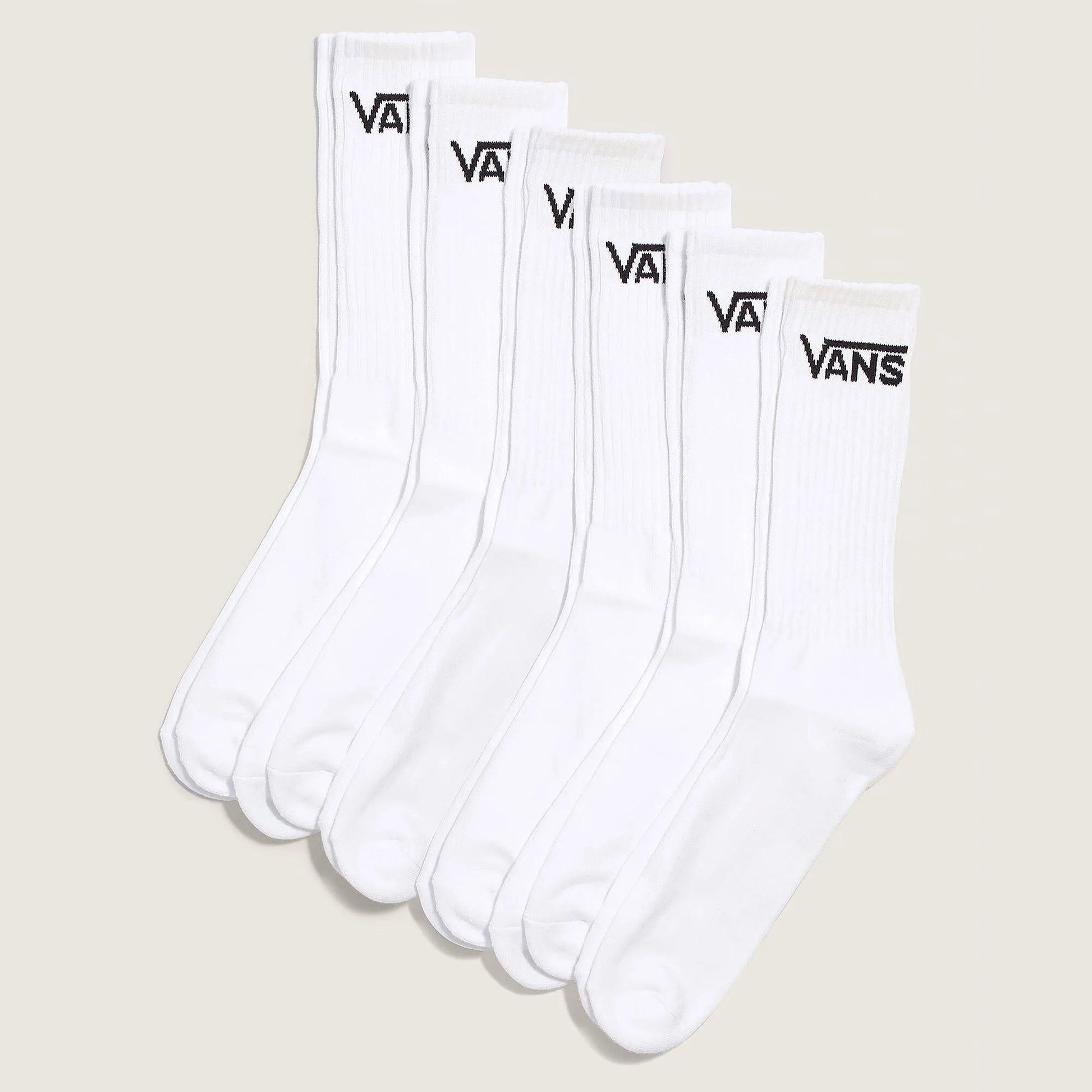 Vans Classic Crew socks, white (6 - pack) - Tiki Room Skateboards - 1