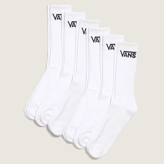 Vans Classic Crew socks, white (6 - pack) - Tiki Room Skateboards - 1