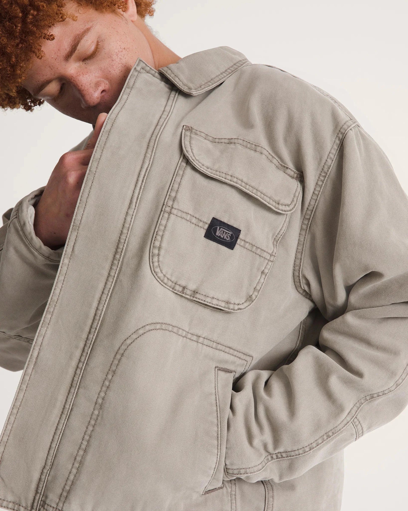 Vans Umber Pigment Canvas Jacket, aluminum - Tiki Room Skateboards - 2