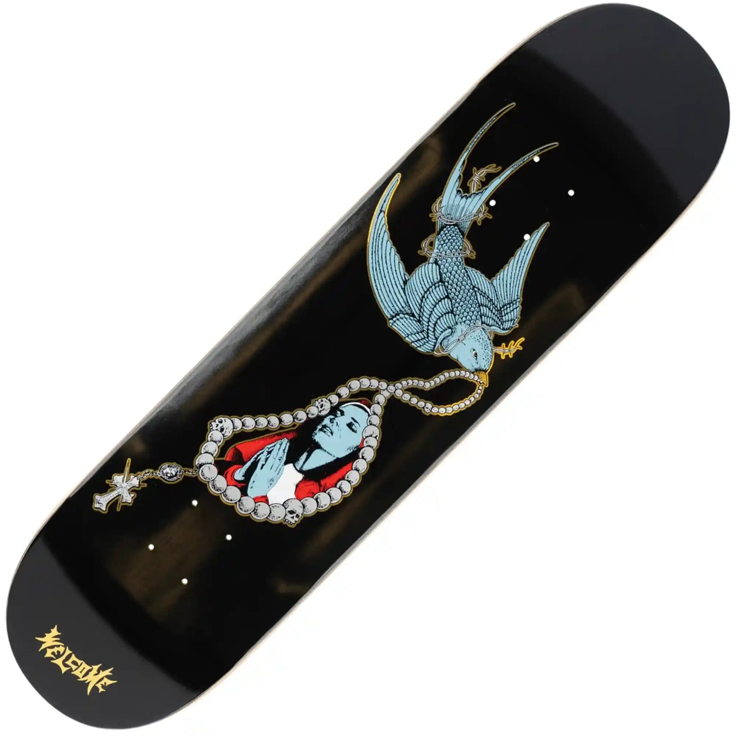 Welcome Rosary Deck (8.25"), black/gold foil - Tiki Room Skateboards - 1