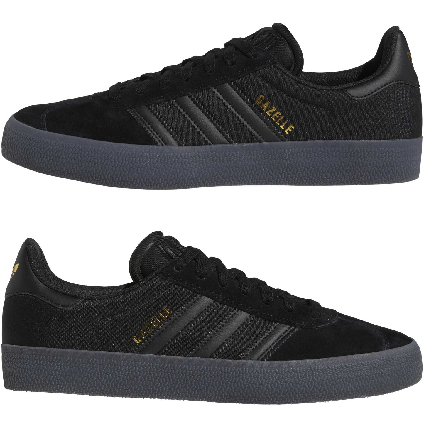 Adidas Gazelle ADV, core black / core black / gold metallic - Tiki Room Skateboards Adidas Gazelle ADV, core black / core black / gold metallic - Tiki Room Skateboards