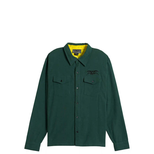 Anti Hero Basic Eagle Flannel Shirt Custom Shirt, dark green w black embroidery - Tiki Room Skateboards - 1