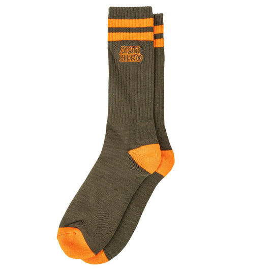 Anti Hero Black Hero Outline Sock, olive/orange - Tiki Room Skateboards - 1