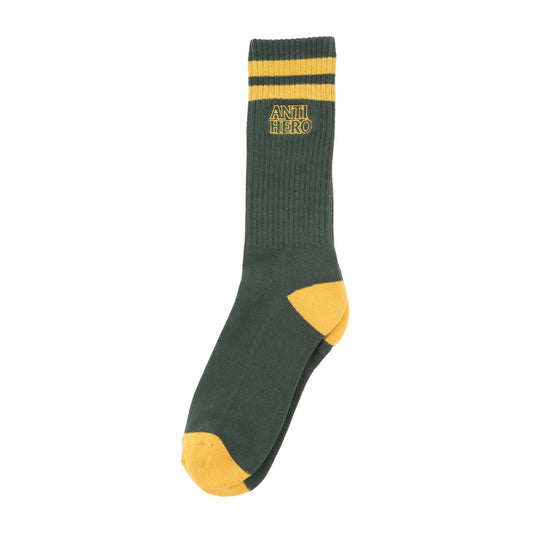 Anti Hero Blackhero Outline Sock, green/yellow - Tiki Room Skateboards - 1
